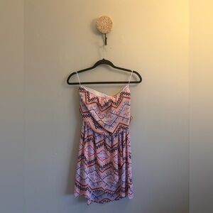 Express Geometric Pink and Black High Low Dress